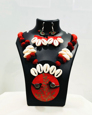 Red & Black Fabric Necklace