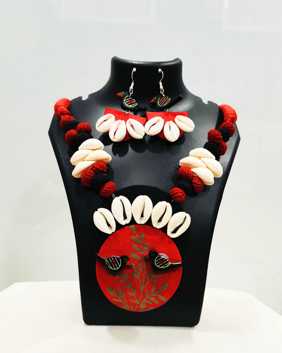 Red & Black Fabric Necklace