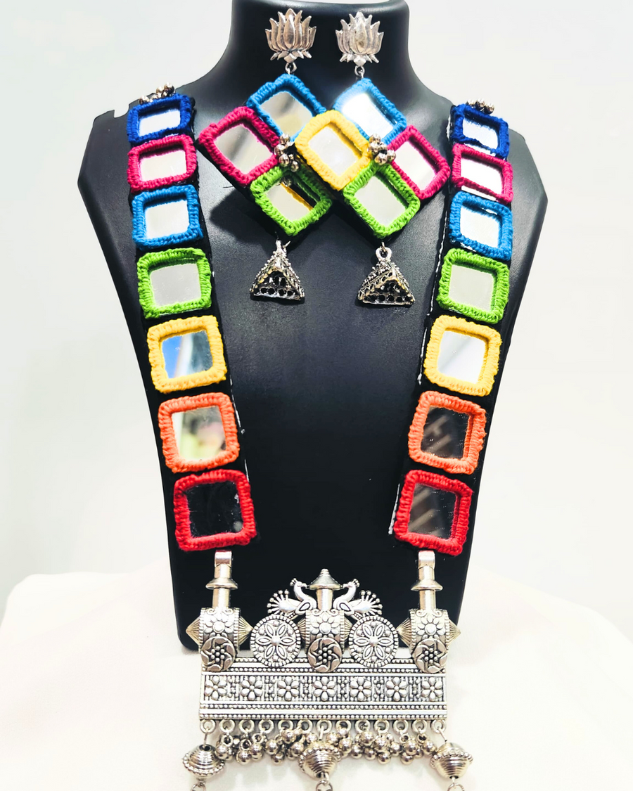 Multi Colour Embroidery Necklace