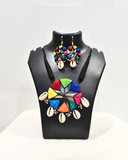 Multi colour thread and covri Necklace