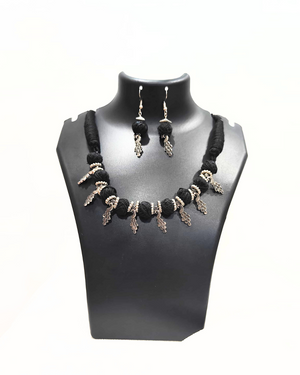 Black cotton Ball Necklace