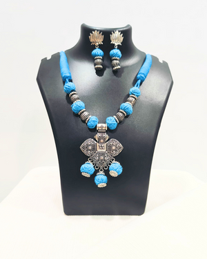 Light Blue Cotton Ball Necklace