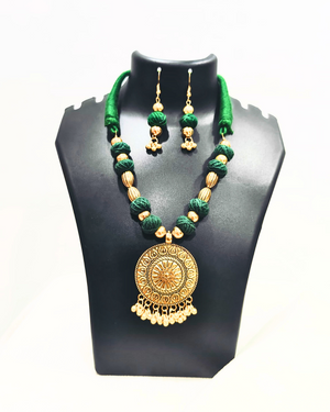 Green Cotton Ball Necklace