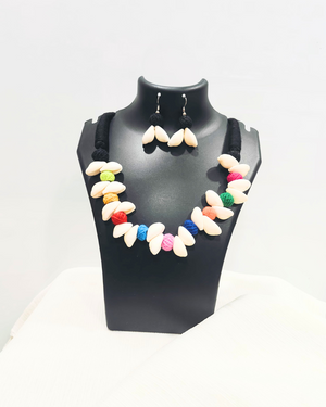 Multi Colour Cotton Ball Necklace