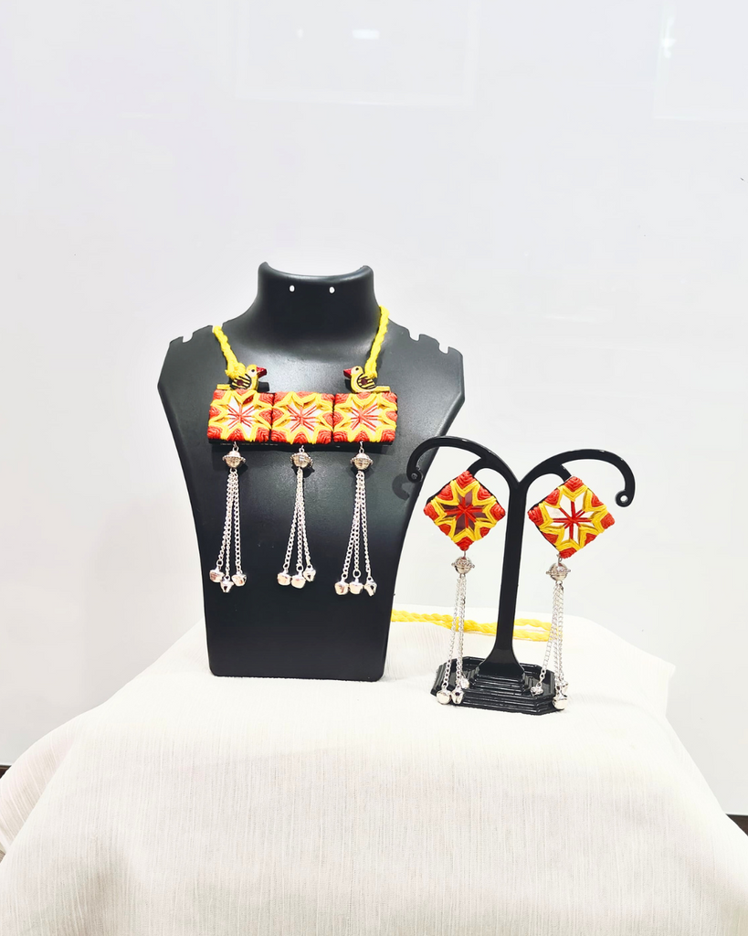 Yellow and Orange thread Necklace