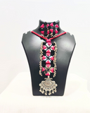 Pink And Black Embroidery Necklace