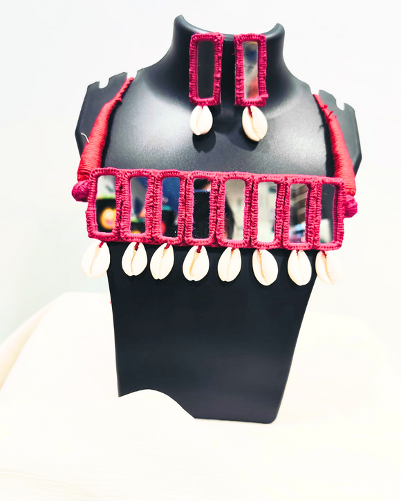 Pink Thread and Mirror choker